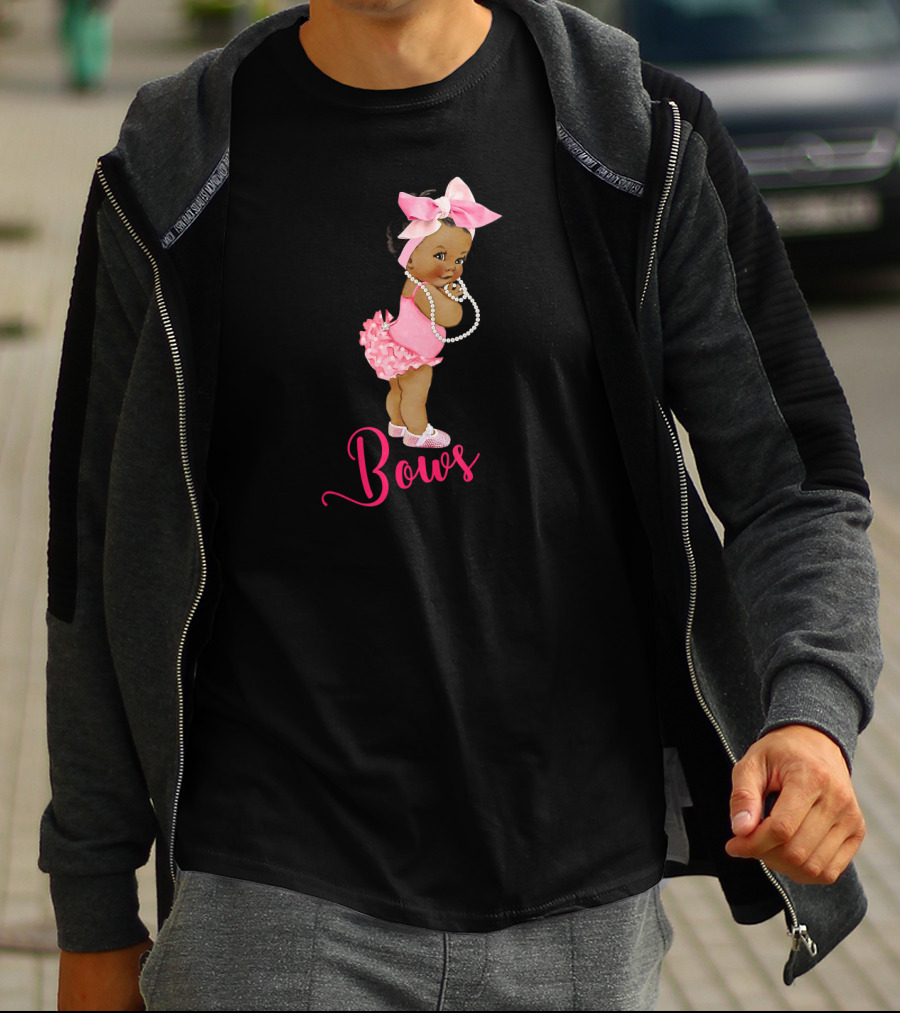 Bows Cute Ethnic Team Girl Gender Reveal T-Shirt