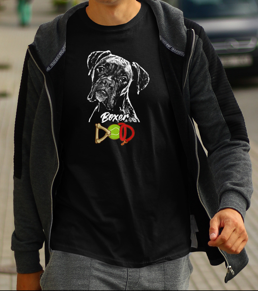 Boxer Dad Tennis Ball Bone Dog Collar T-Shirt
