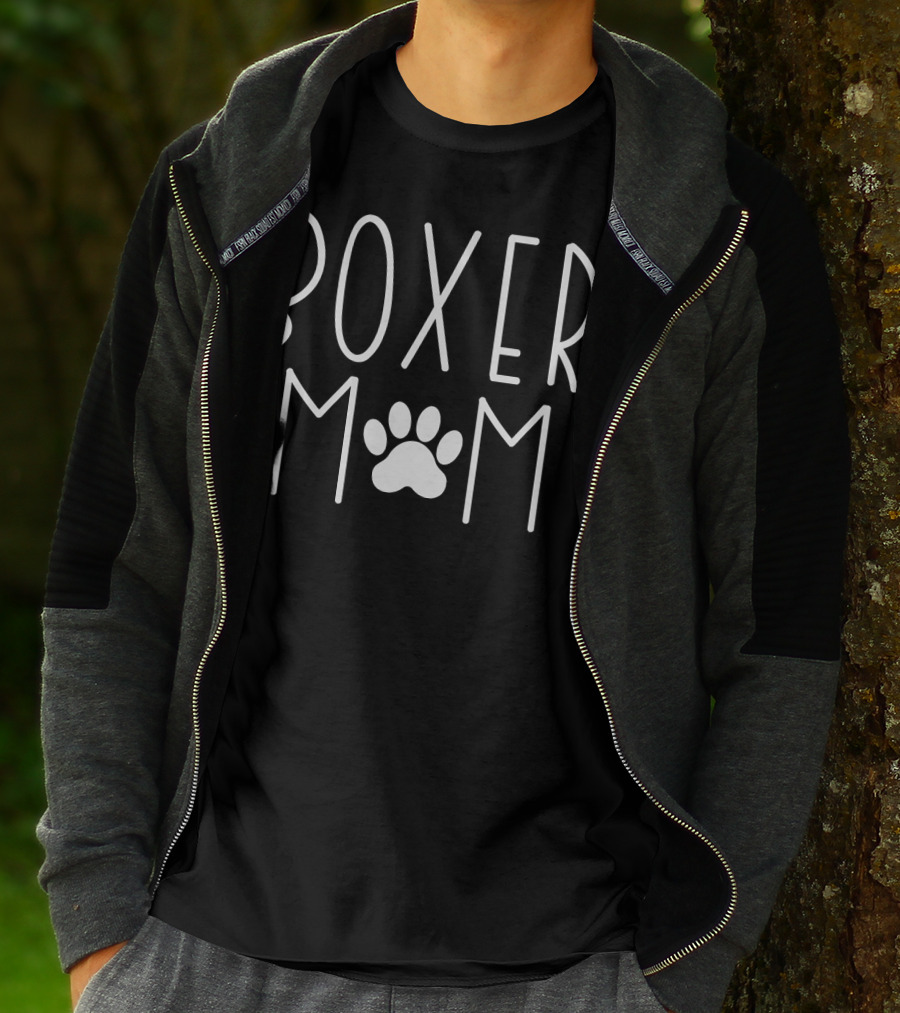 Boxer Mom Boxer Dog Mama Paw Print Pet Owner T-Shirt