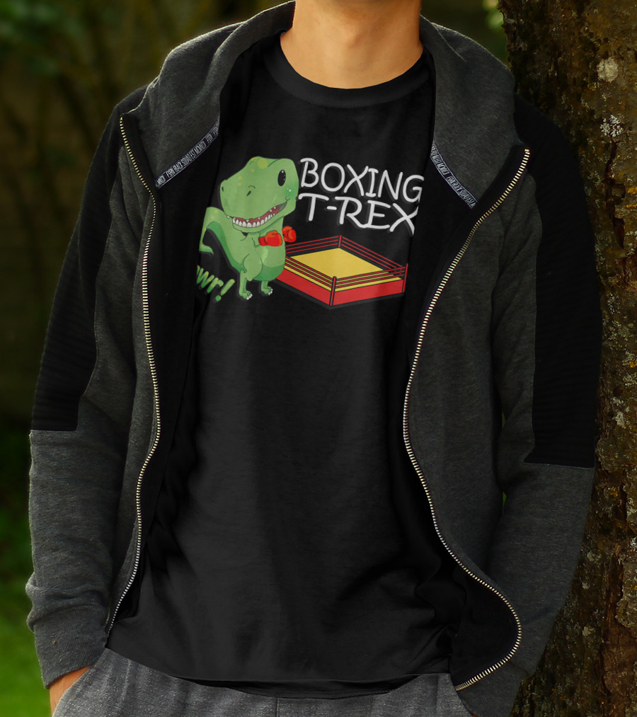 Boxing T-Rex Rawr Dinosaur With Gloves In Ring T-Shirt