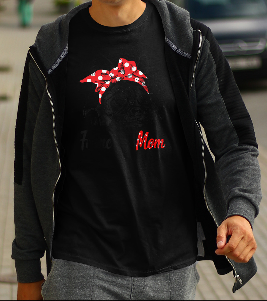 Frenchie Mom Cute French Bulldog With Polka Dot Bow T-Shirt