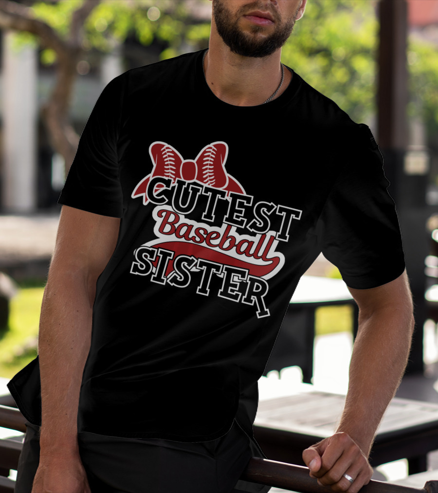 Cutest Baseball Sister Bow T-Shirt