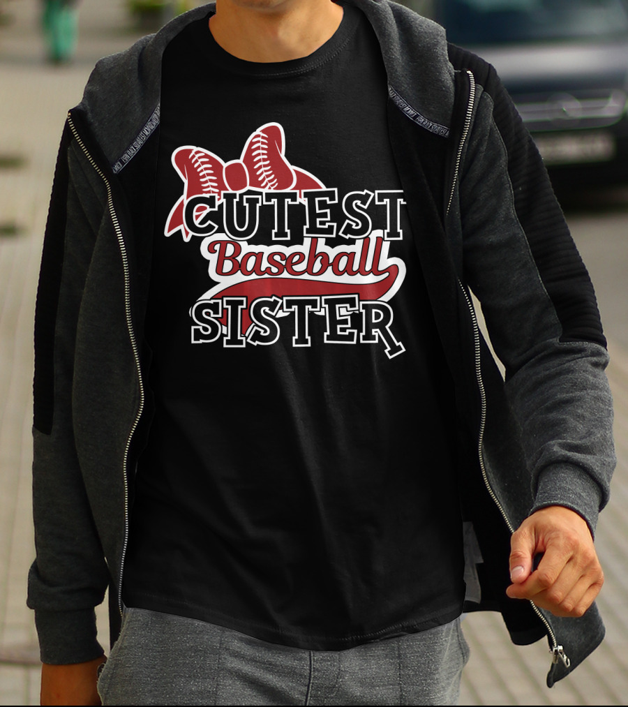 Cutest Baseball Sister Bow T-Shirt