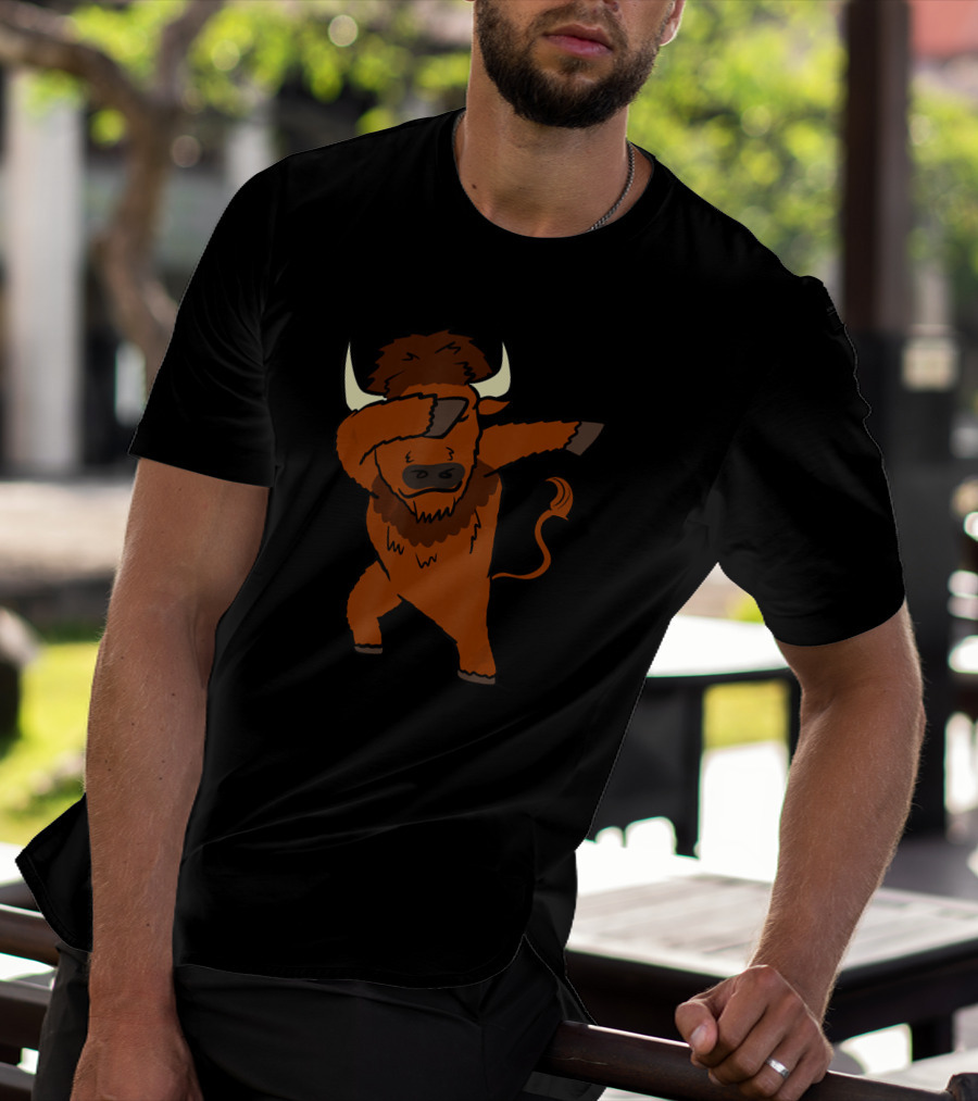 Dabbing Bison Dab Dance Funny Animal Cartoon T-Shirt