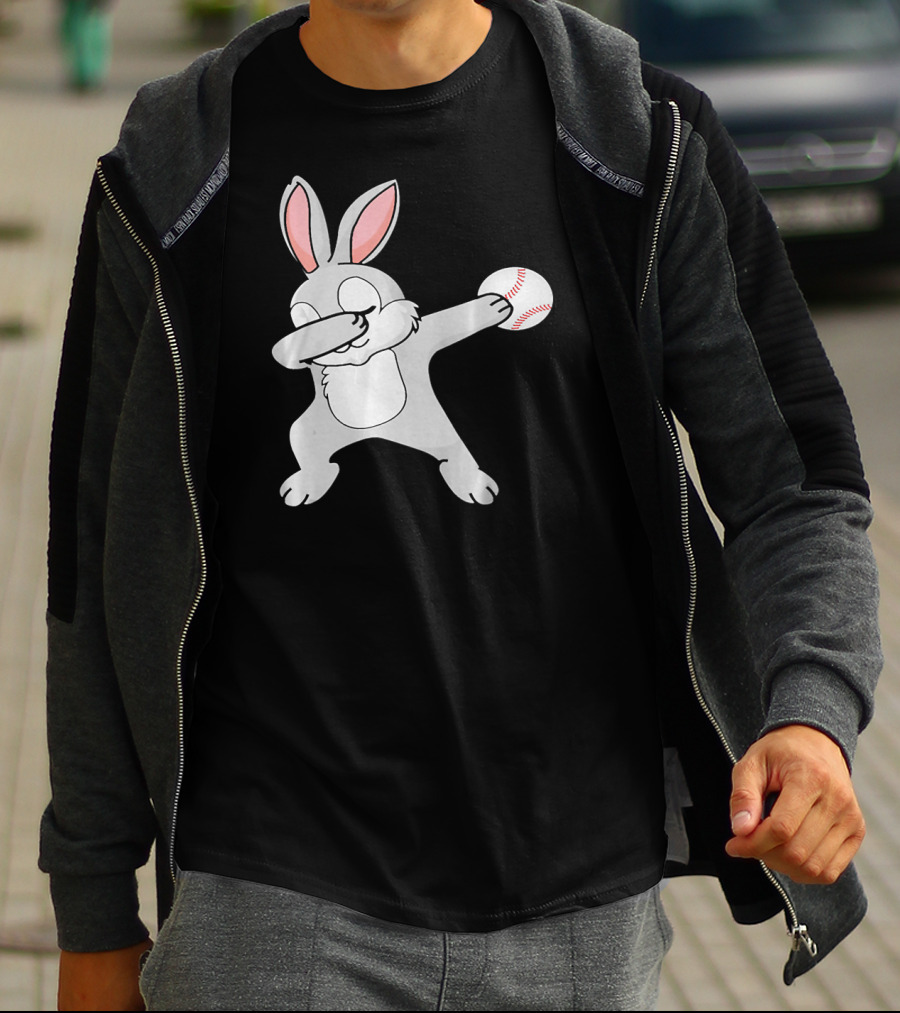 Dabbing Bunny With Baseball Easter Day T-Shirt
