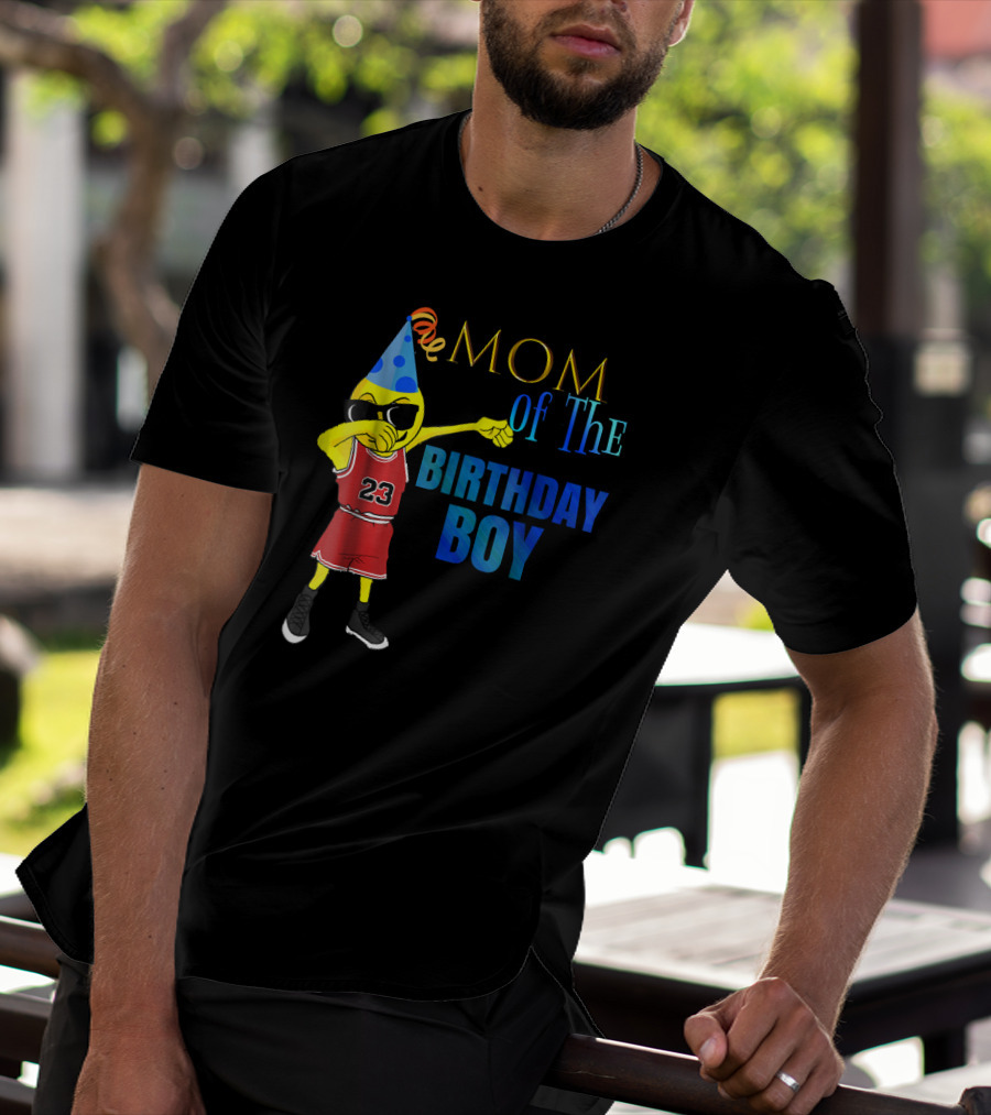 MOM OF THE BIRTHDAY BOY Dabbing Emoji Basketball 23 Party Hat T-Shirt