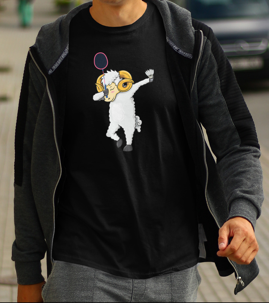 Dabbing Goat Badminton Player With Racket And Shuttlecock T-Shirt