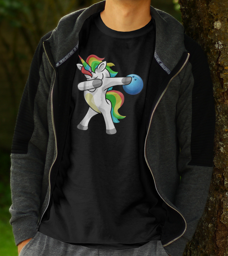Dabbing Unicorn Rainbow Bowling Funny Dab T-Shirt