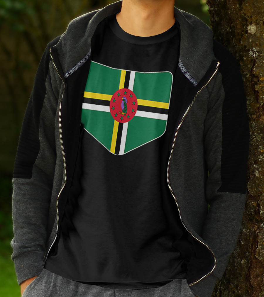 Dominica Flag With Printed Dominic Emblem T-Shirt