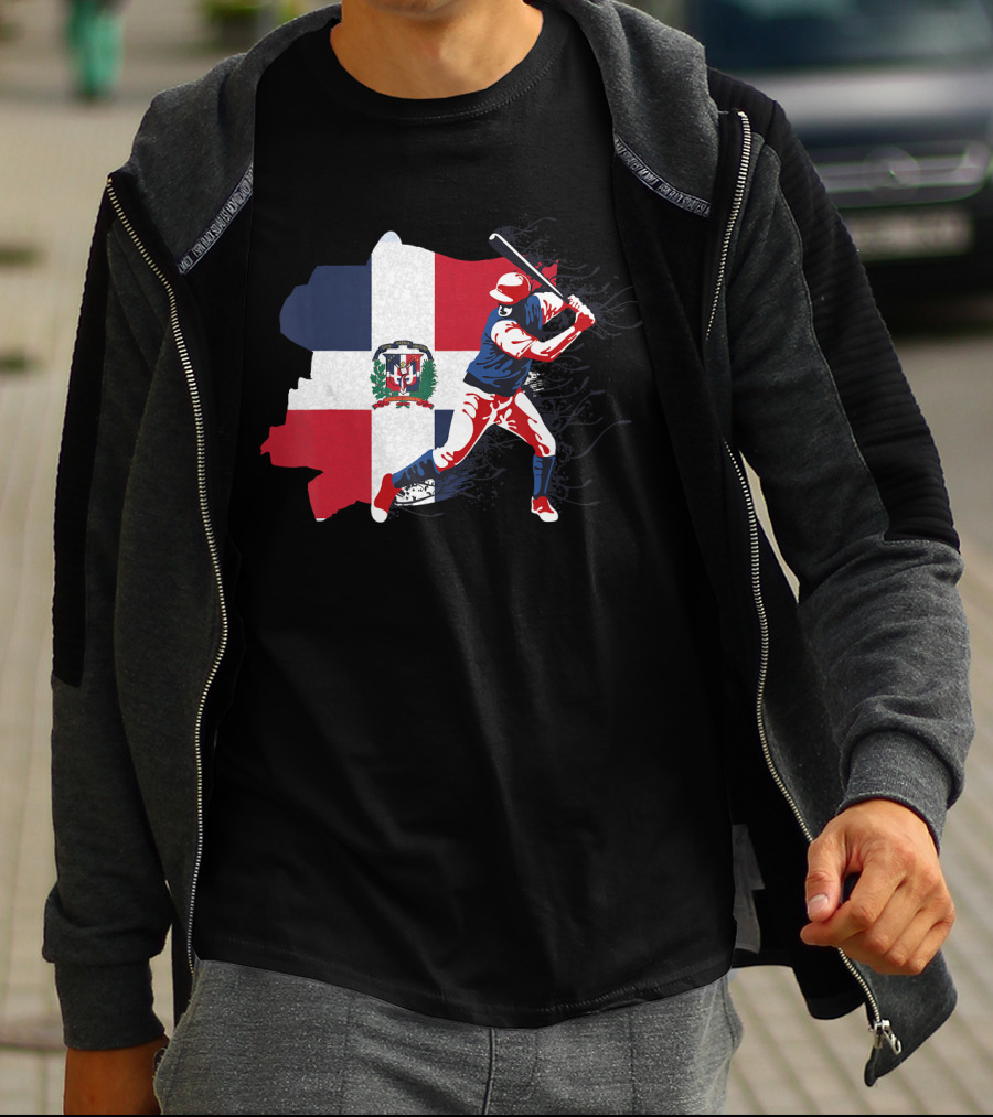 Dominican Republic Flag Baseball Batter T-Shirt