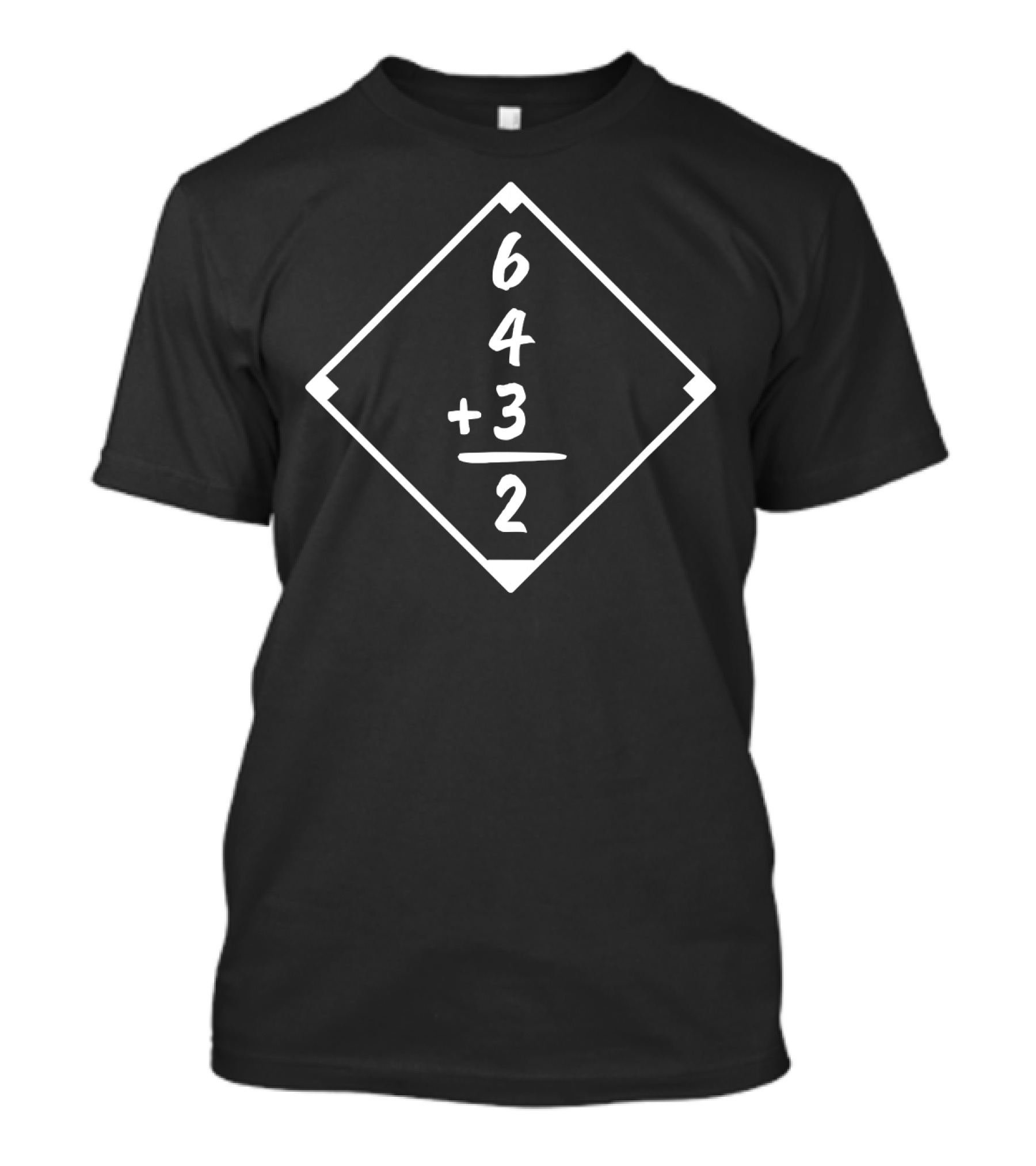 Double Play 6+4+3=2 Funny Baseball Lovers Diamond Diagram T-Shirt