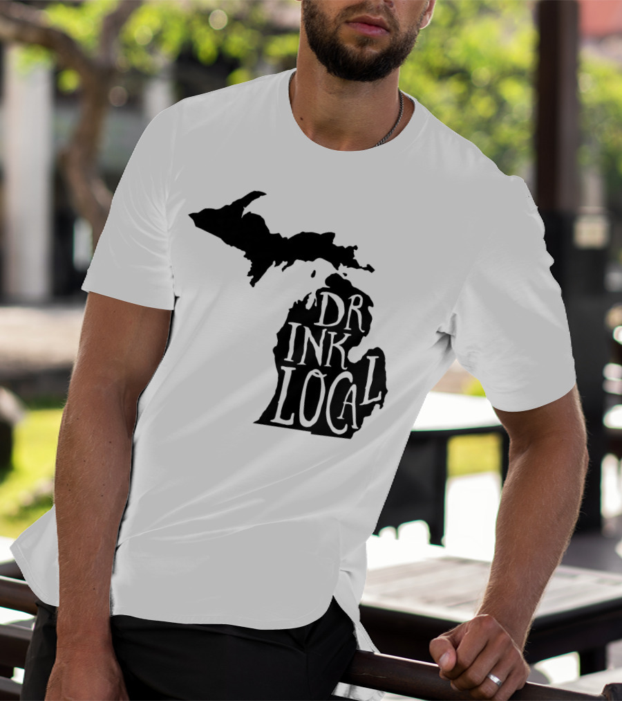 Drink Local Michigan State Outline Craft T-Shirt