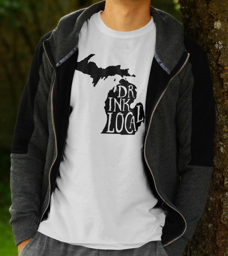 Drink Local Michigan State Outline Craft T-Shirt