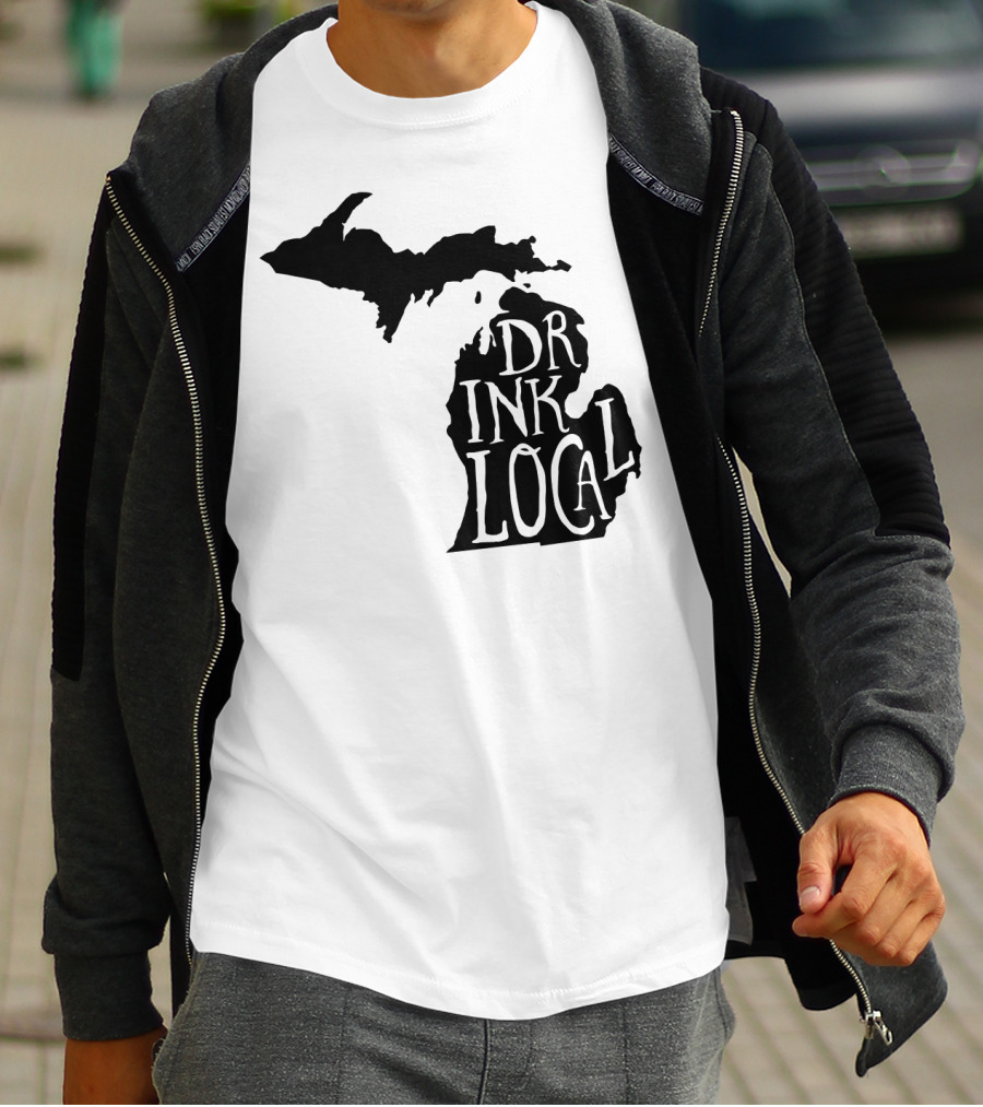 Drink Local Michigan State Outline Craft T-Shirt