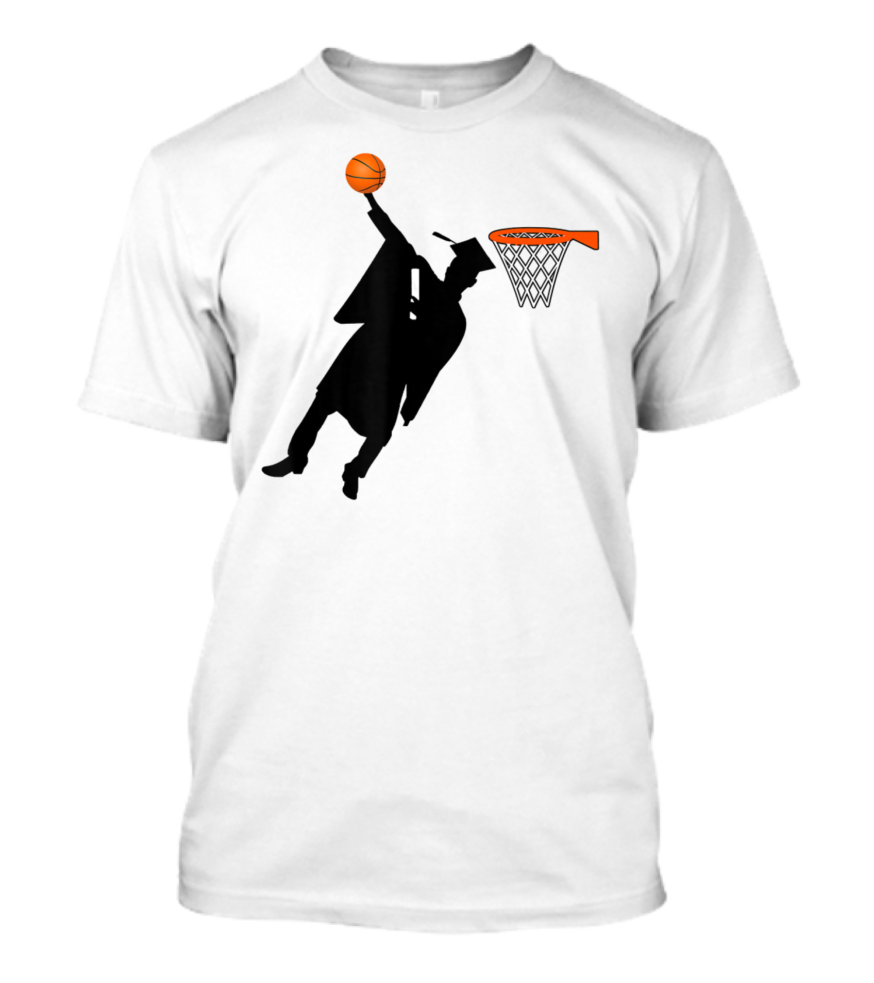 Graduation Basketball Dunk Silhouette With Cap And Basketball Hoop T-Shirt