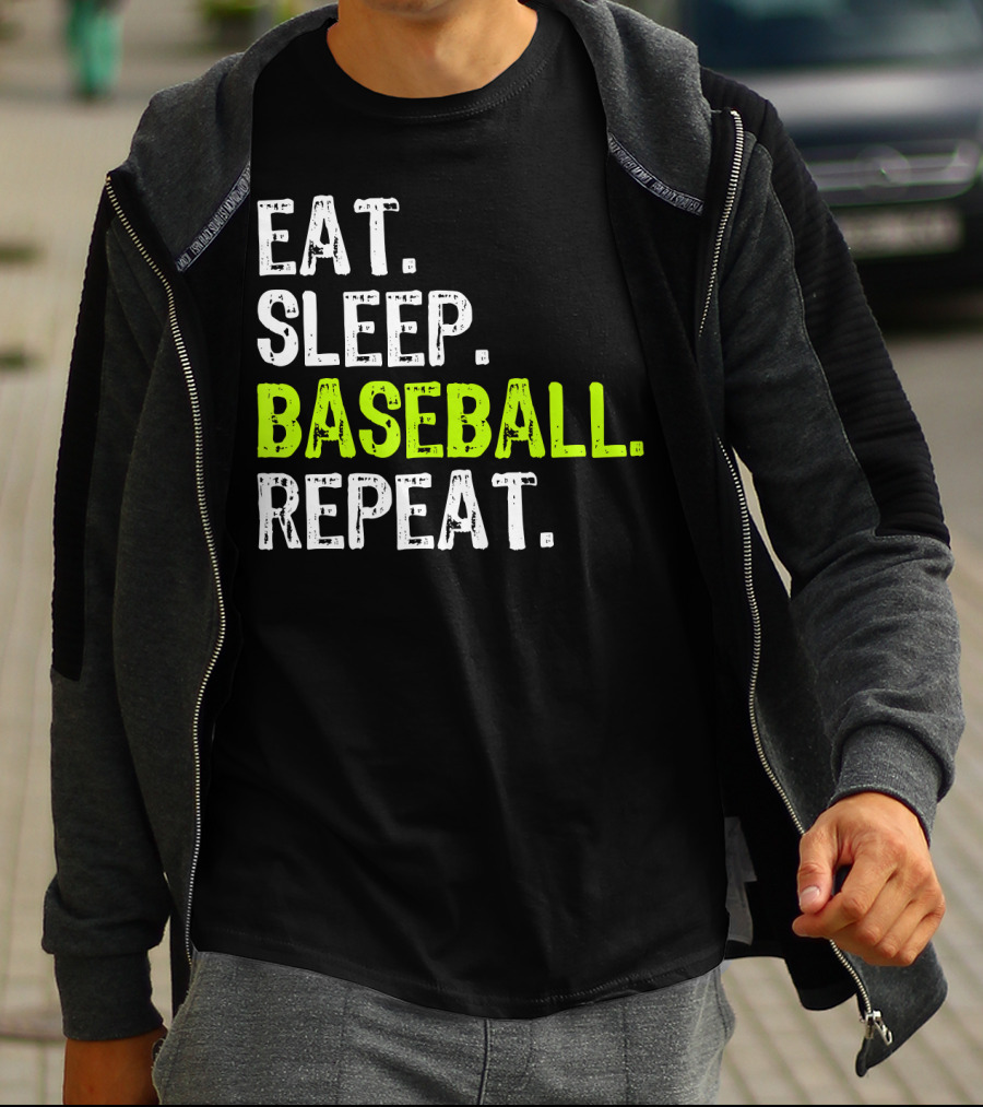 Eat Sleep Baseball Repeat Funny Cool Player Coach T-Shirt