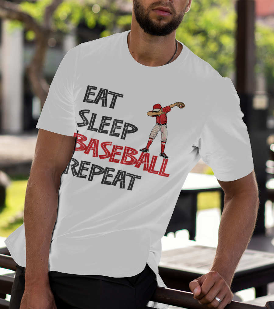 Eat Sleep Baseball Repeat Dabbing Player T-Shirt