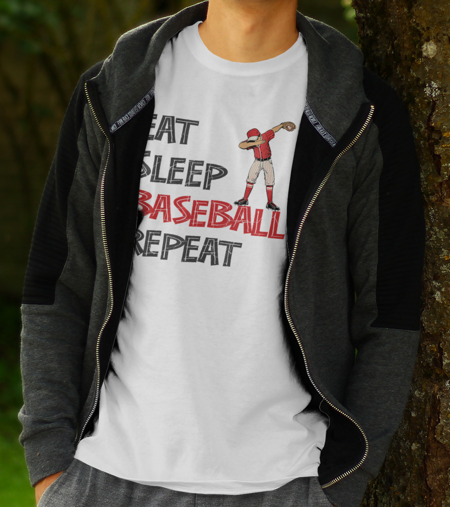 Eat Sleep Baseball Repeat Dabbing Player T-Shirt