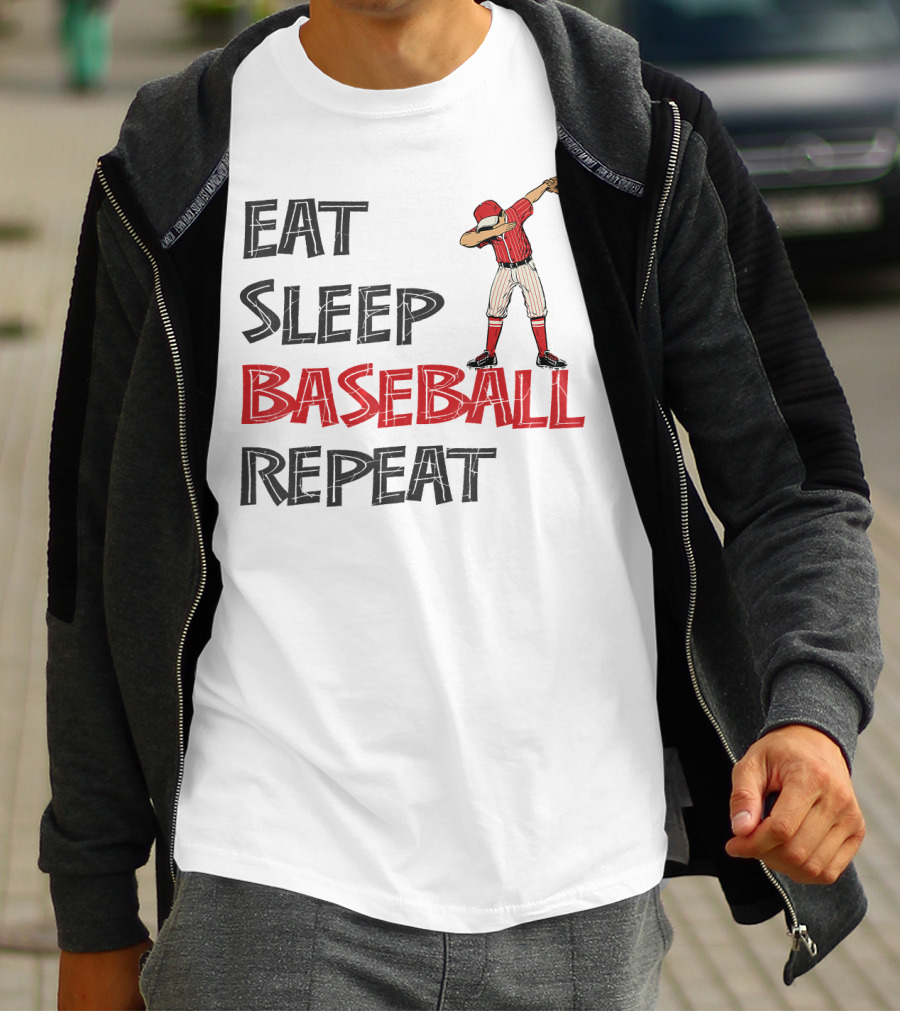 Eat Sleep Baseball Repeat Dabbing Player T-Shirt