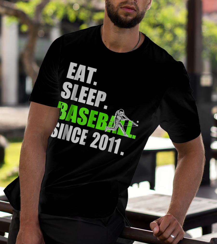 Eat Sleep Baseball Since 2011 Batter Swinging T-Shirt