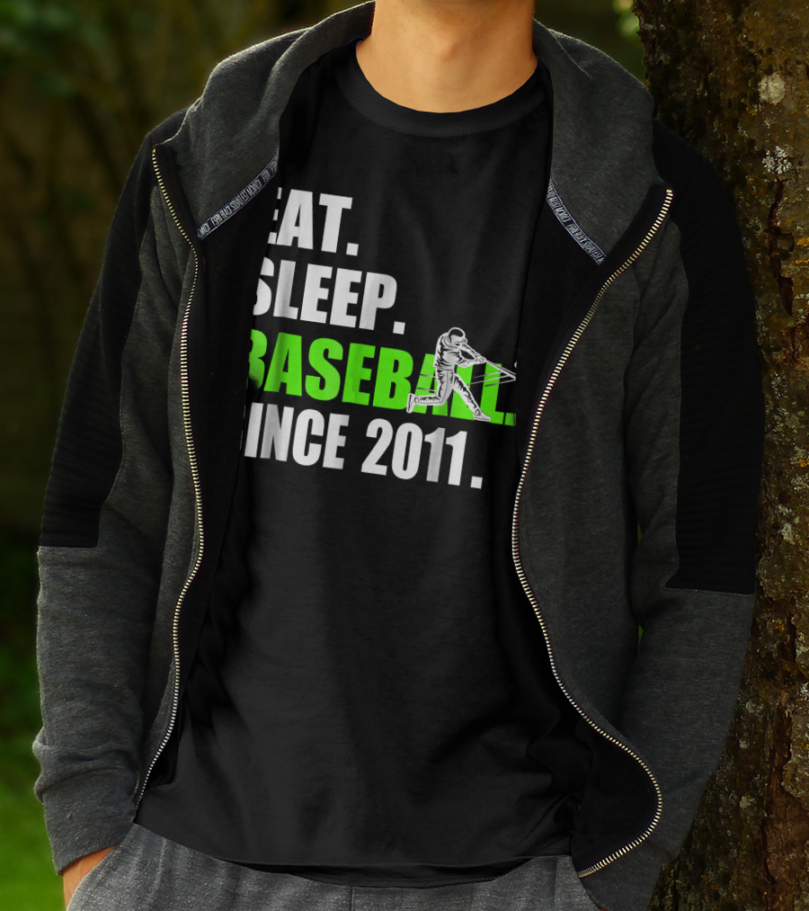 Eat Sleep Baseball Since 2011 Batter Swinging T-Shirt