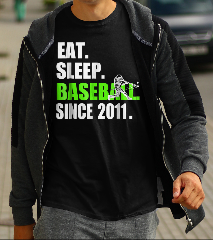 Eat Sleep Baseball Since 2011 Batter Swinging T-Shirt