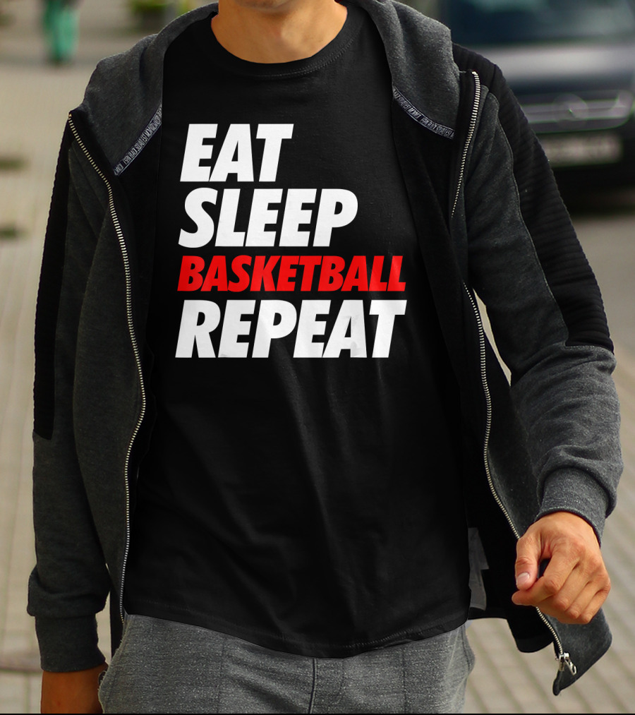 Eat Sleep Basketball Repeat Sports Fan Lifestyle Mantra T-Shirt