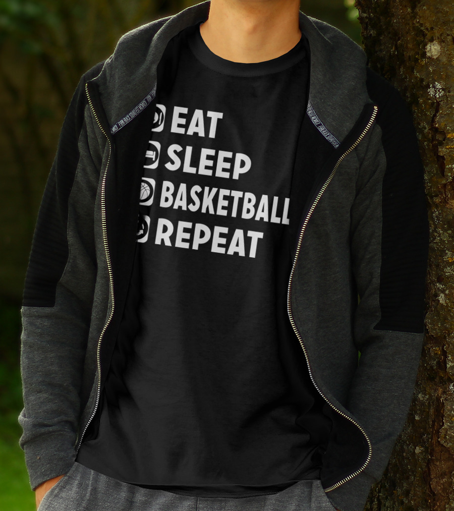 Eat Sleep Basketball Repeat Funny Bas Iconic Lifestyle Routine T-Shirt