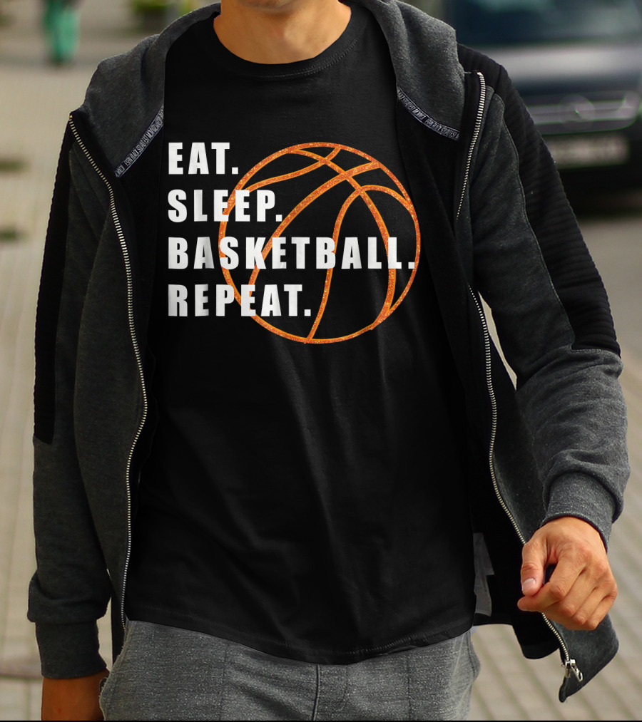 Eat Sleep Basketball Repeat Basketball Lines T-Shirt