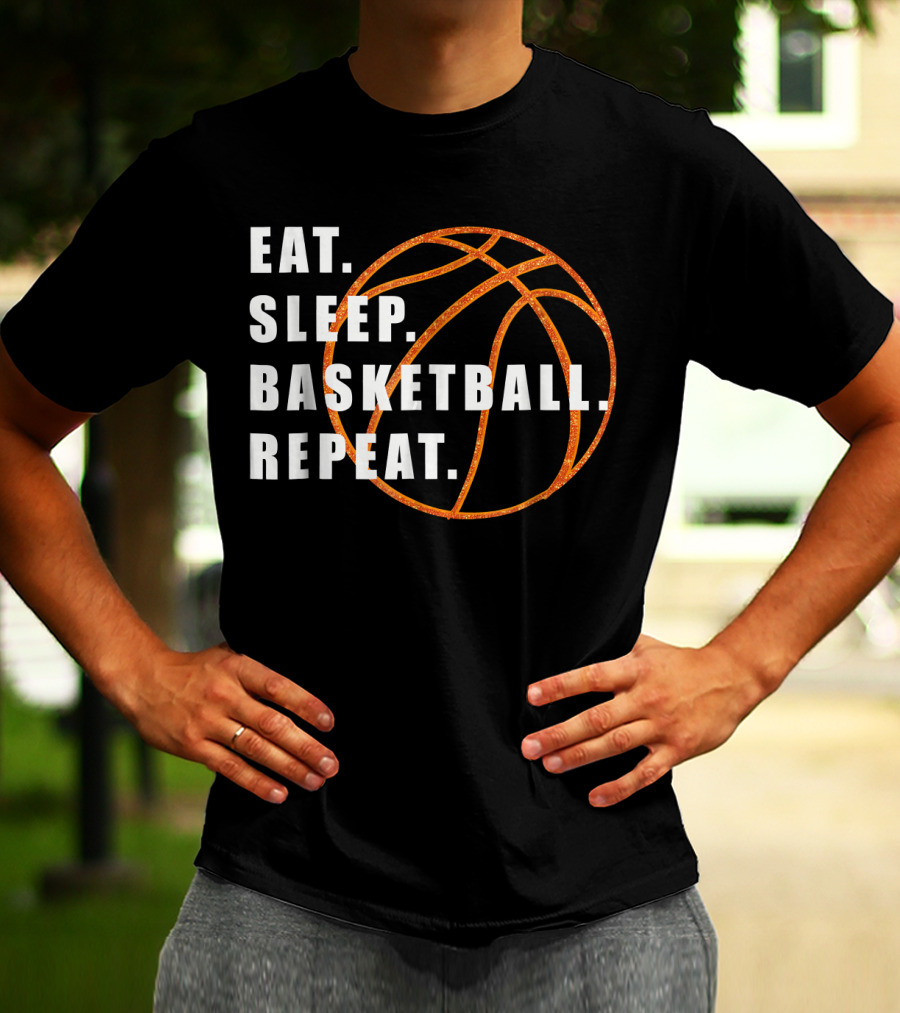 Eat Sleep Basketball Repeat Basketball Lines T-Shirt