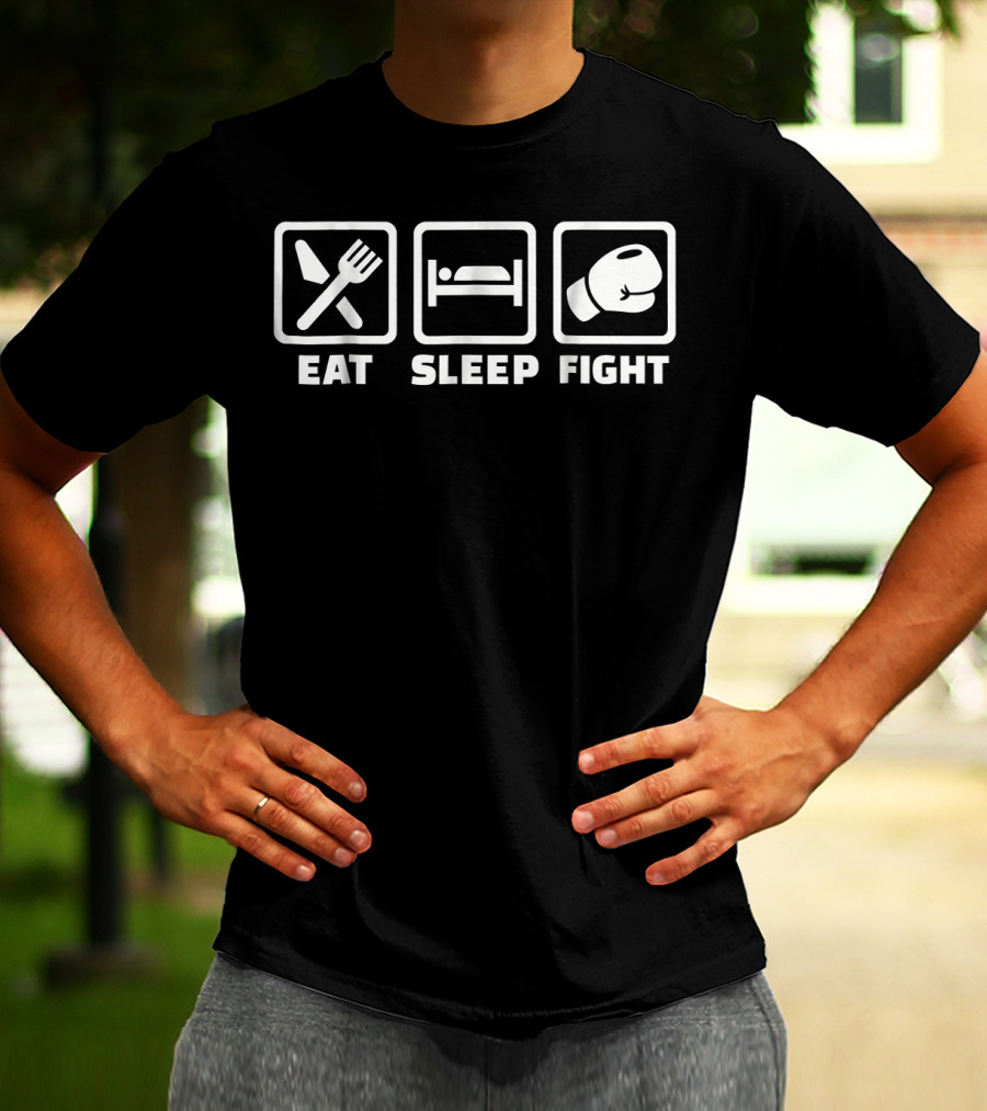 Eat Sleep Fight Boxing Gloves T-Shirt