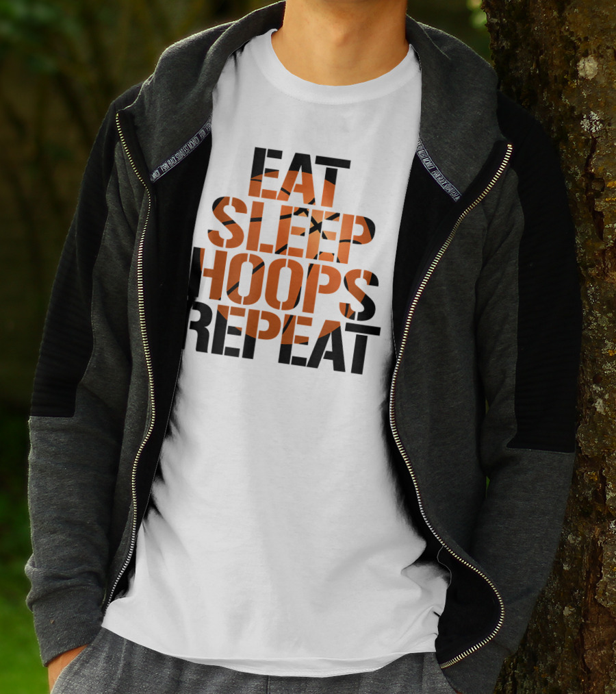 Eat Sleep Hoops Repeat Basketball Orange T-Shirt