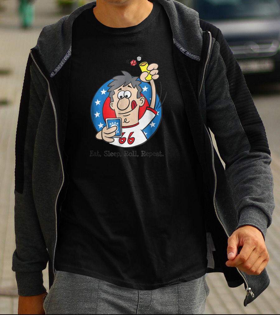 Eat Sleep Roll Repeat 66 Dice APBA Baseball Game T-Shirt