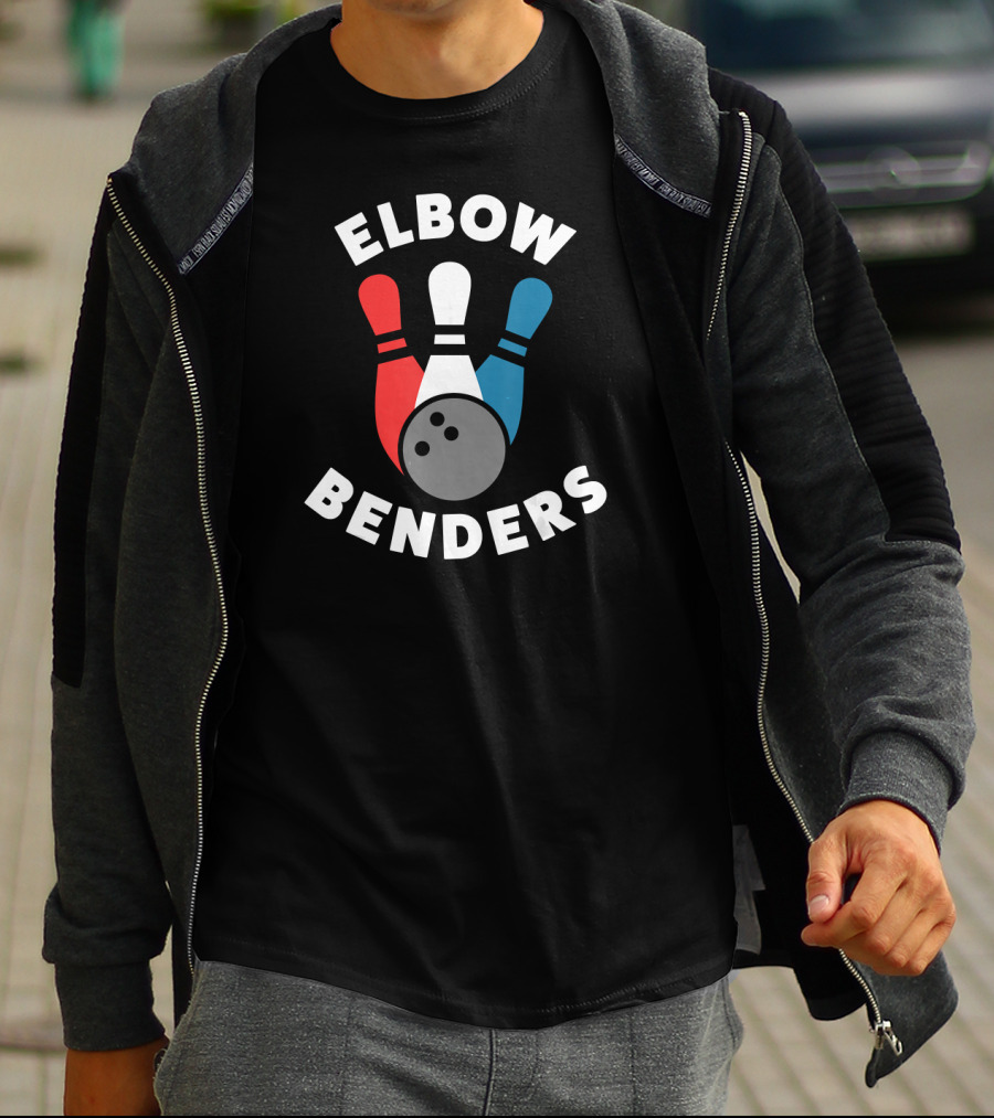 Elbow Benders Bowling League Team Pins And Ball T-Shirt