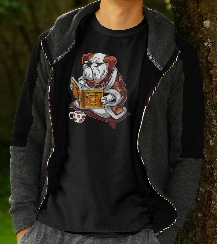 English Bulldog Reading Book Nerd T-Shirt