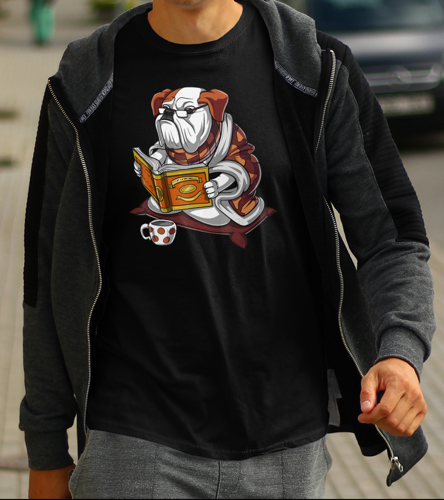 English Bulldog Reading Book Nerd T-Shirt