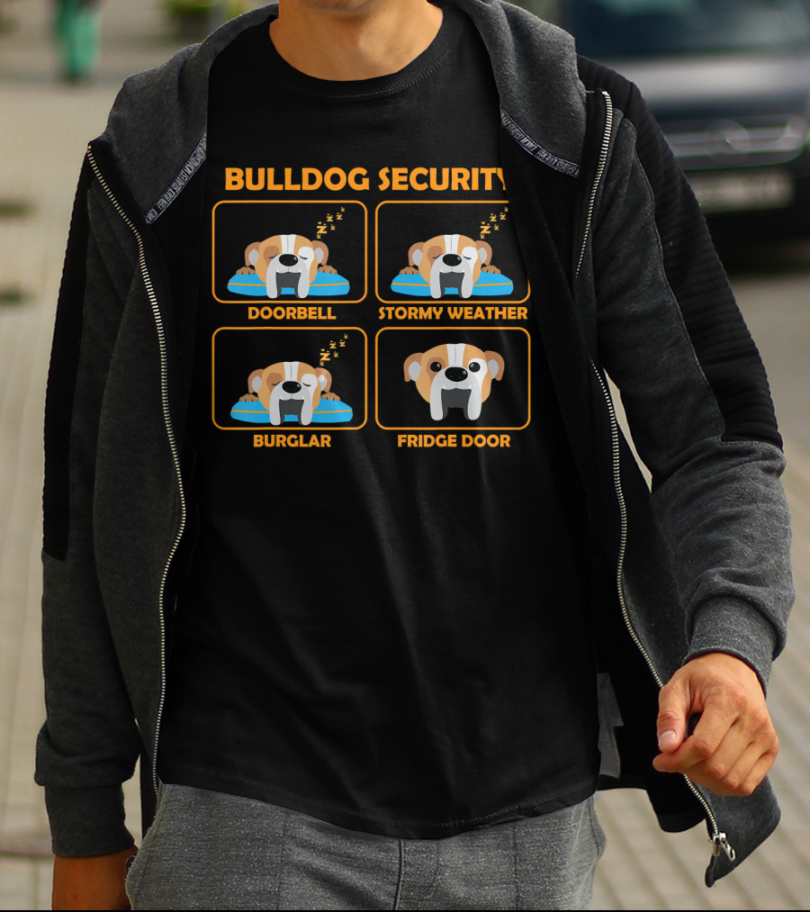 Bulldog Security Doorbell Stormy Weather Burglar Fridge Door T-Shirt