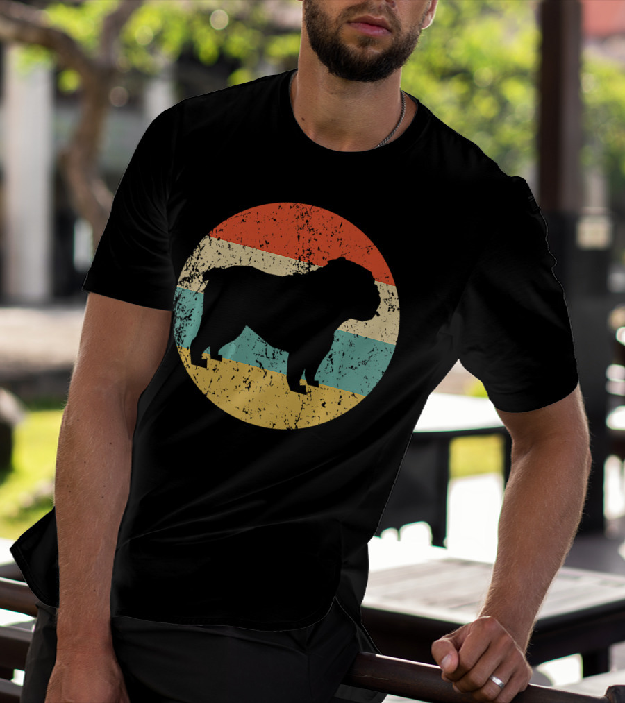 English Bulldog Retro Circle T-Shirt