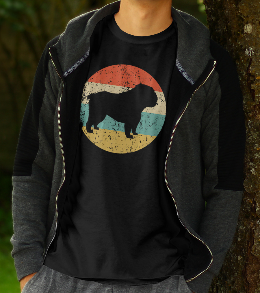 English Bulldog Retro Circle T-Shirt