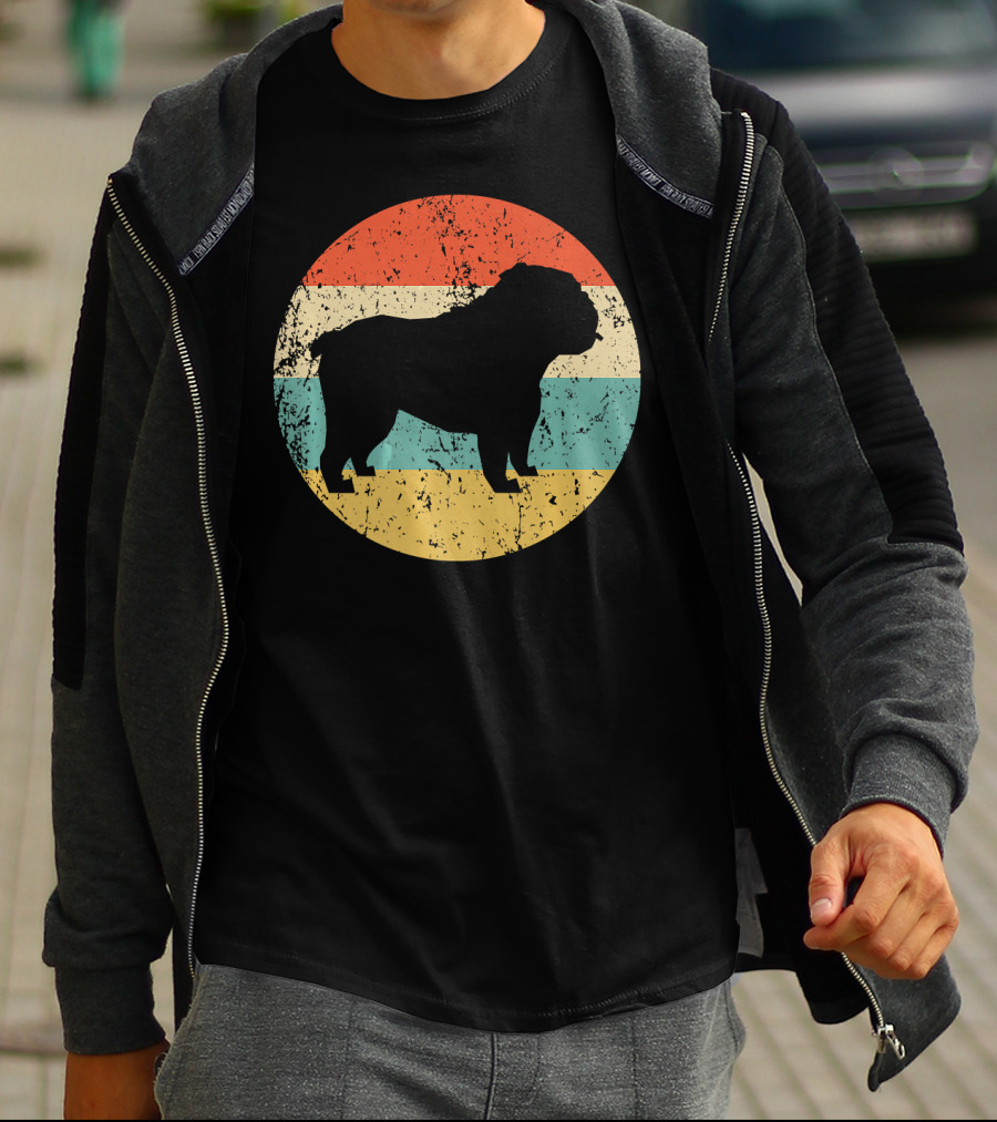 English Bulldog Retro Circle T-Shirt