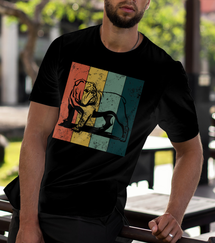 English Bulldog Vintage Stripe T-Shirt