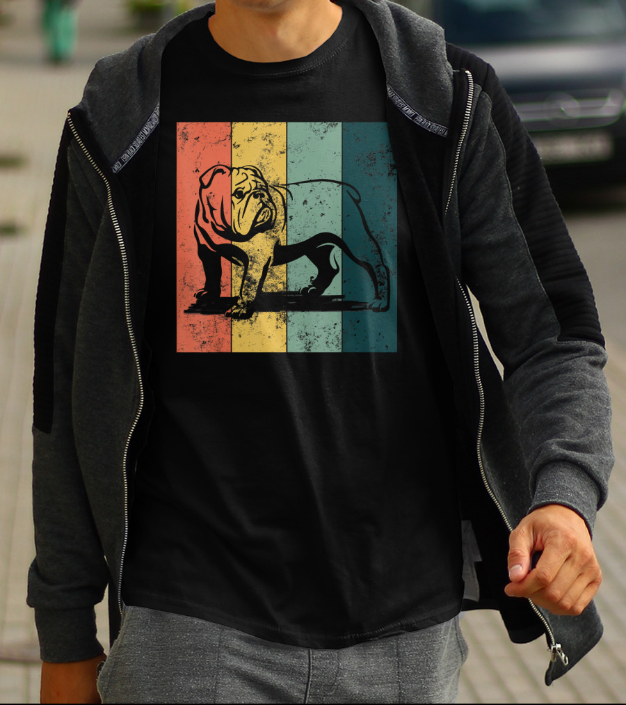 English Bulldog Vintage Stripe T-Shirt