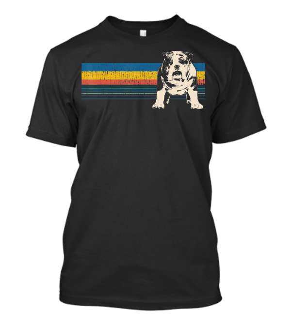 English Bulldog Retro Stripes T-Shirt