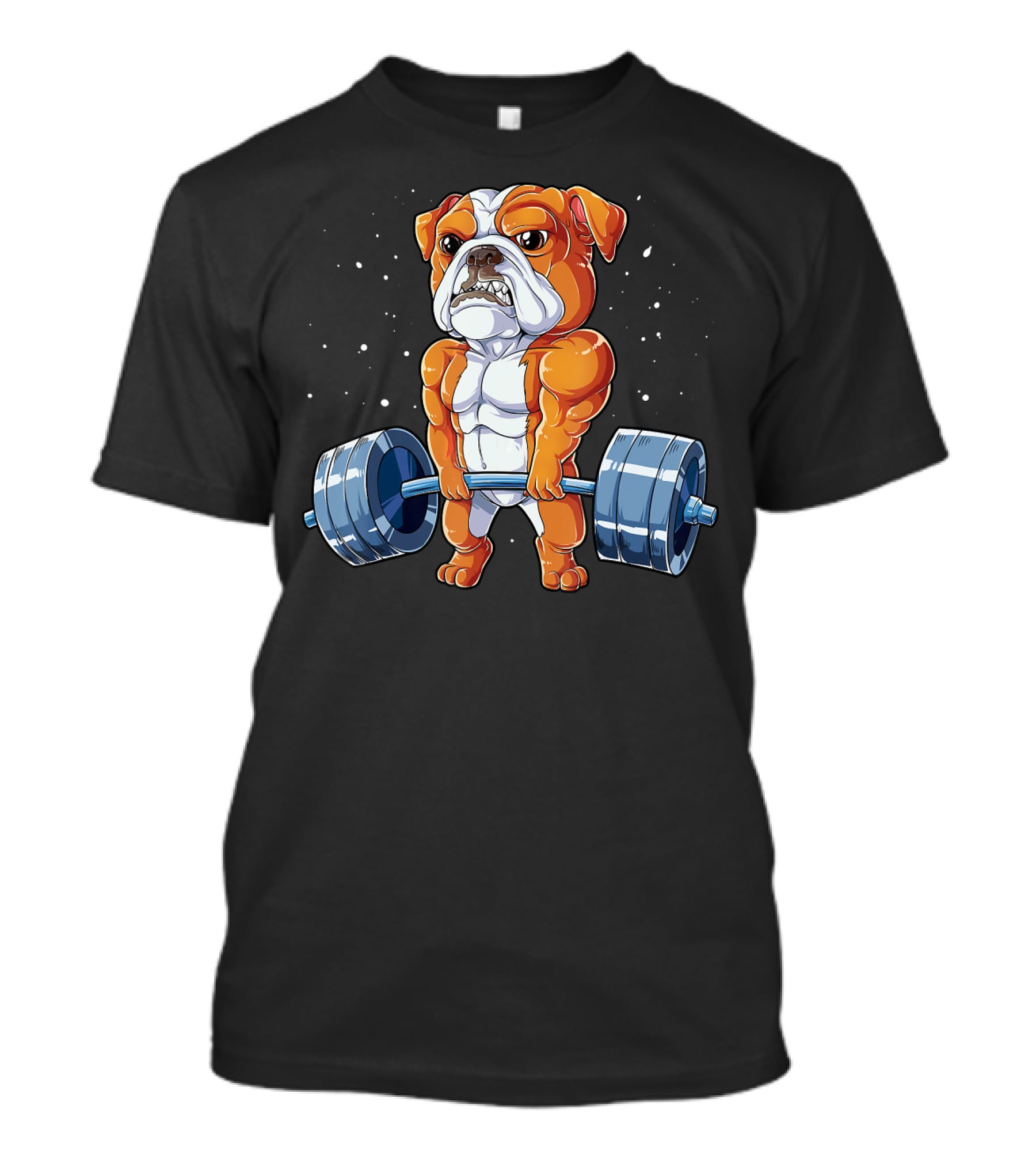 English Bulldog Weightlifting Humor Barbell Challenge T-Shirt