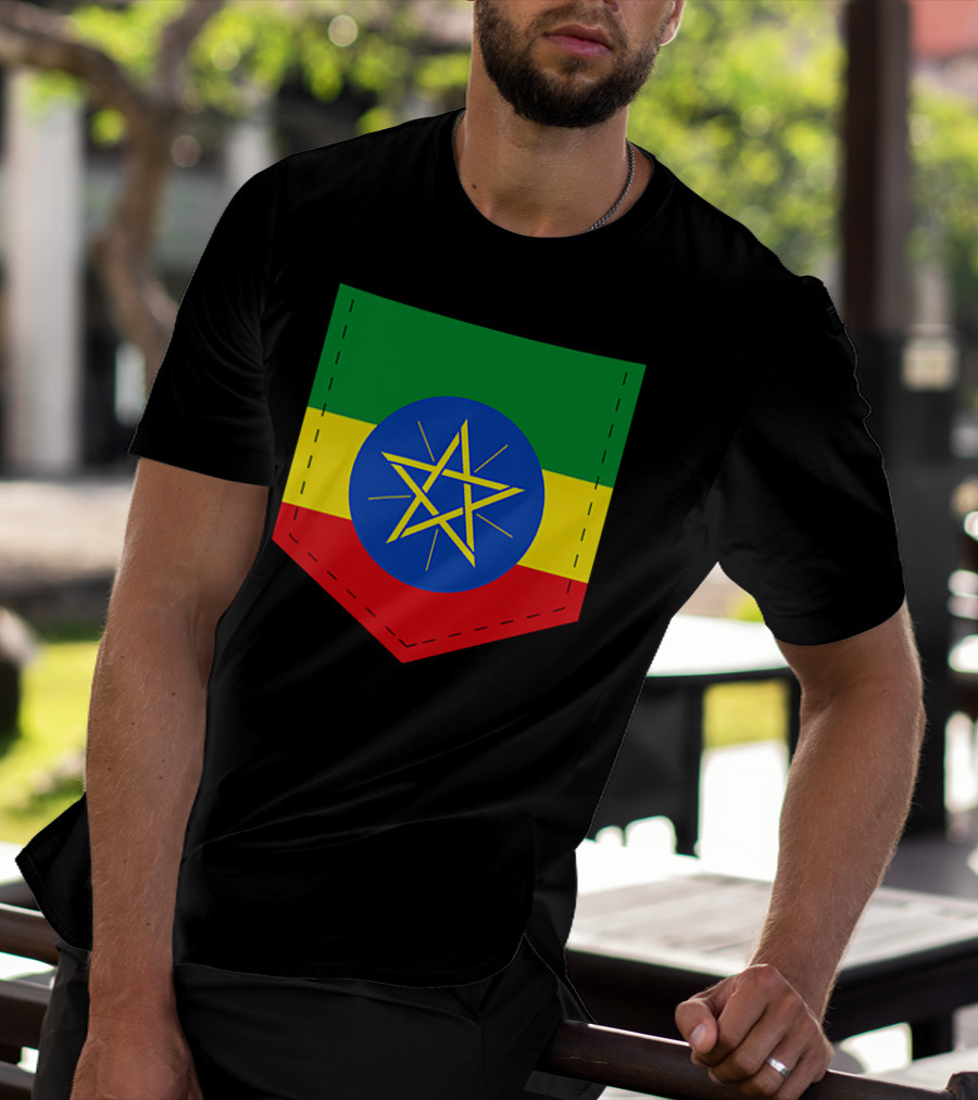 Ethiopia Flag Green Yellow Red With Blue Circle And Star T-Shirt