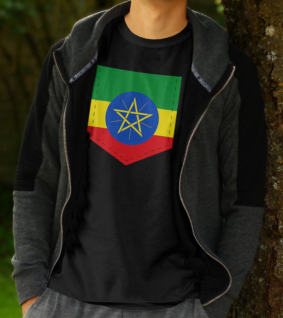 Ethiopia Flag Green Yellow Red With Blue Circle And Star T-Shirt
