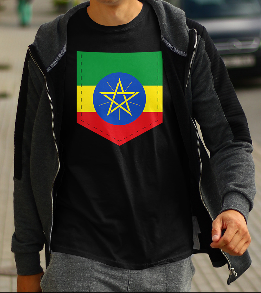 Ethiopia Flag Green Yellow Red With Blue Circle And Star T-Shirt