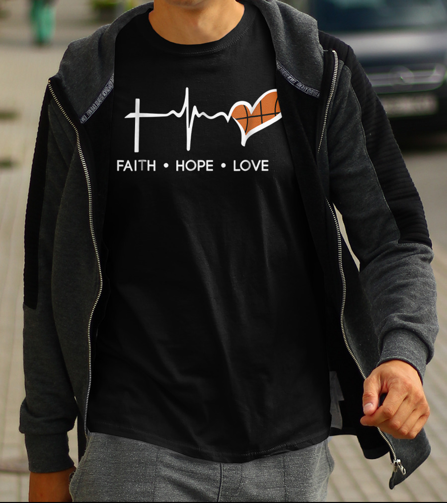 Faith Hope Love Basketball Heartbeat T-Shirt