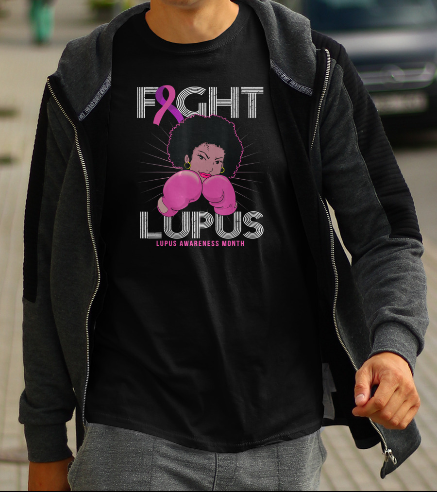 Fight Lupus Lupus Awareness Month Purple Ribbon Boxing Gloves T-Shirt
