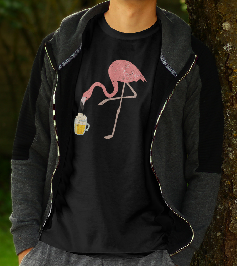Flamingo Beer Love Bird Drinking T-Shirt